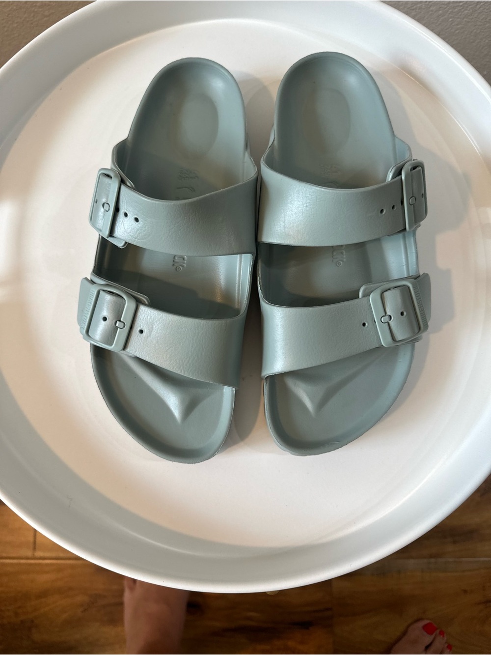 Birkenstock Two-Buckle Slide Sandals in Sage